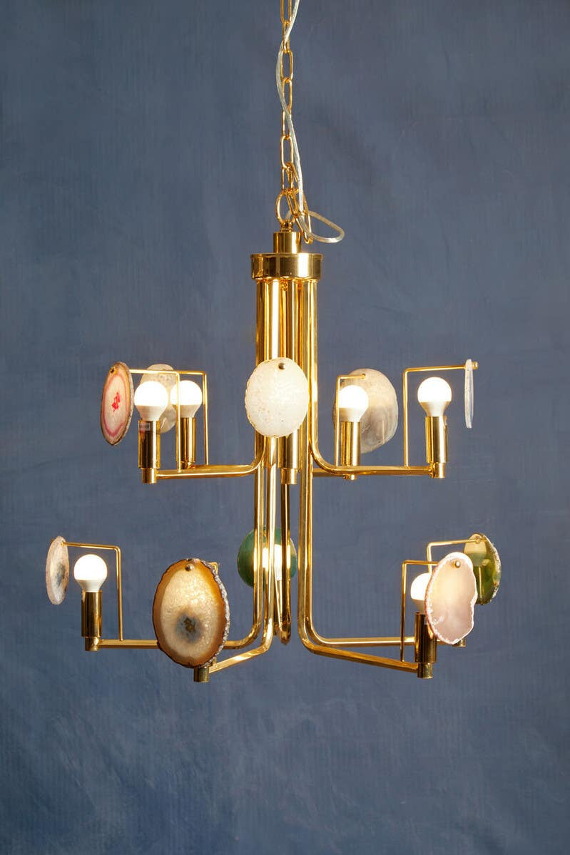 Glamour Gold and Agate 10 Light Celing Light