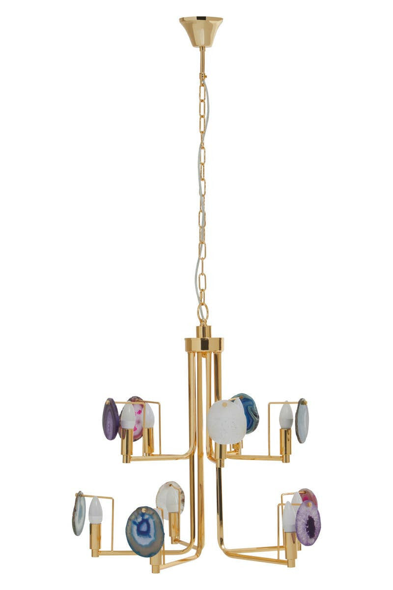 Glamour Gold and Agate 10 Light Celing Light
