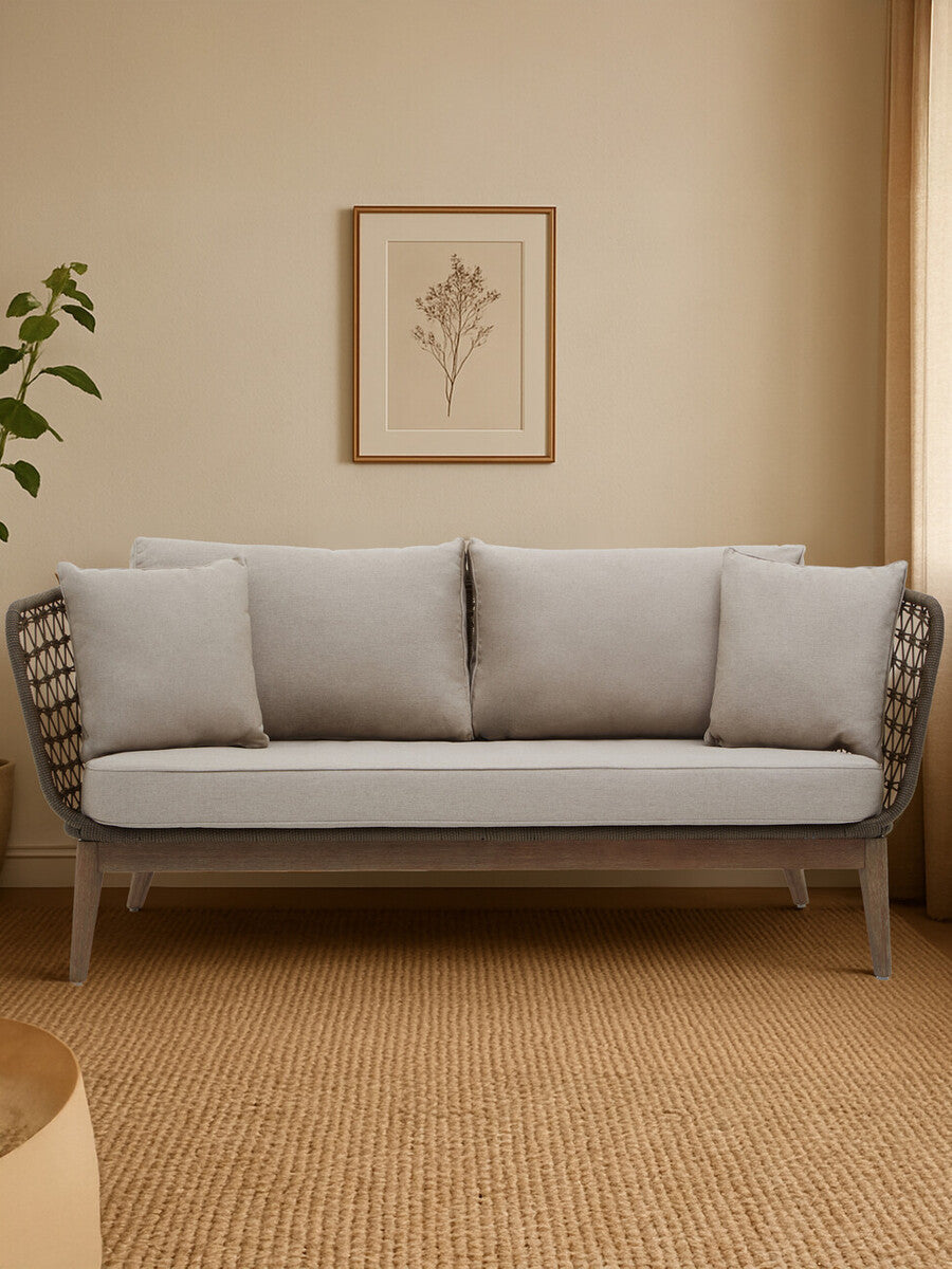 Opus Grey Woven Rope Three Seater Sofa with Cushions